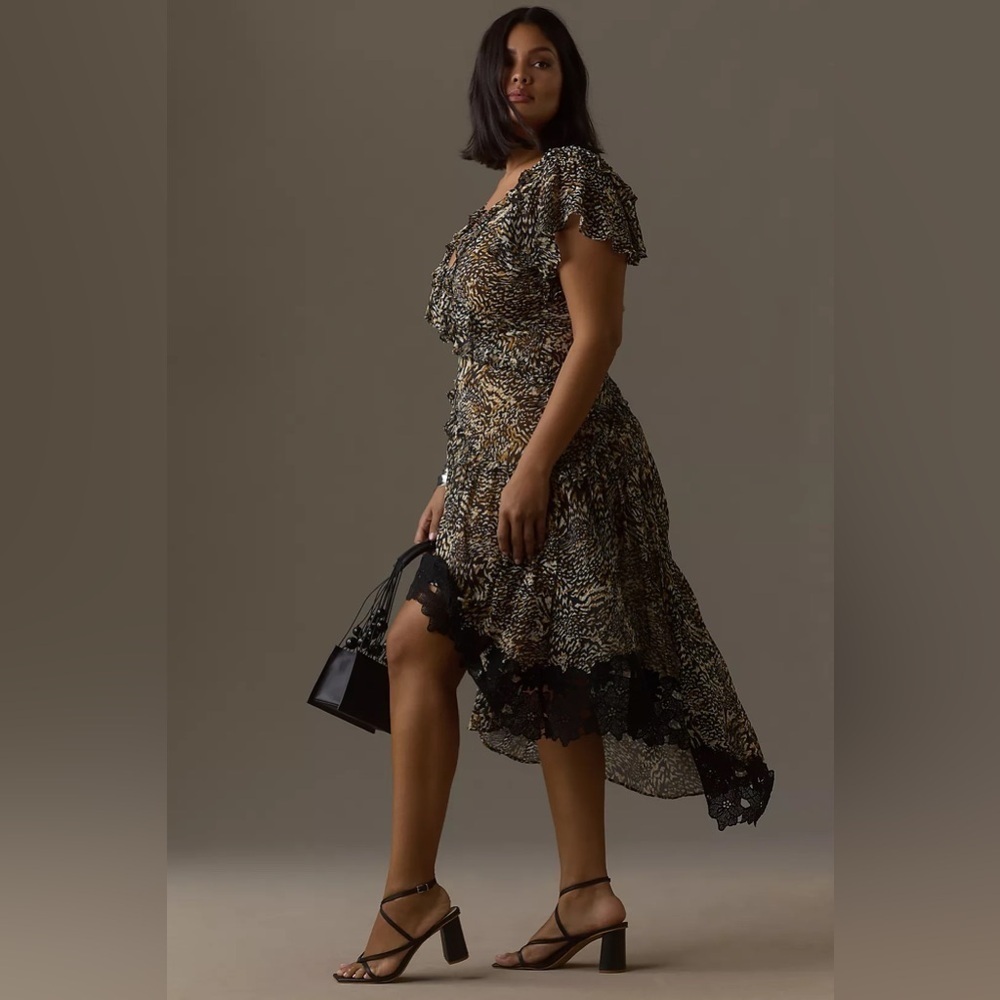 NWT Size 8- By Anthropologie V-Neck Ruffle Lace Slip Dress